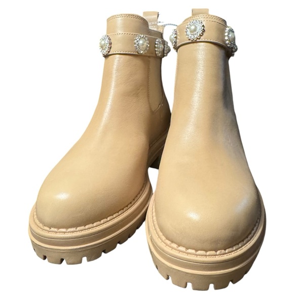 Copper Key COSMO PEARL RHINESTONE Leather Chelsea Booties NWT - Picture 8 of 11